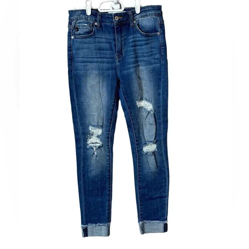 KanCan size 7/27, cuffed, ankle, skinny, distressed, high-rise denim - Picture 1 of 9